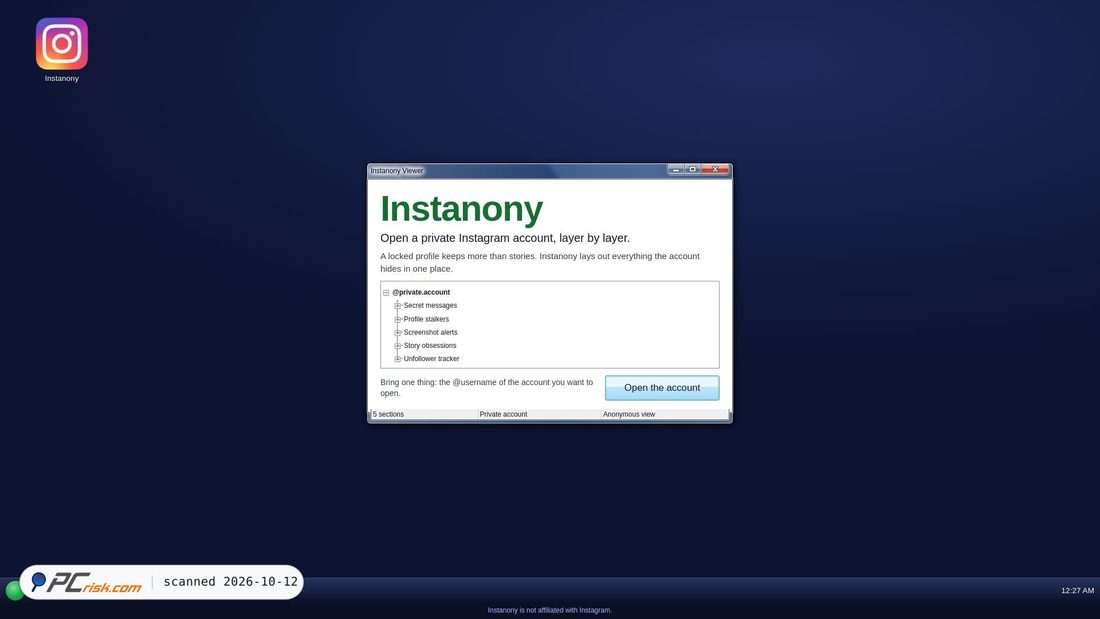 Screenshot of instanony.online