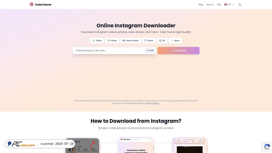Screenshot of instasaver.io