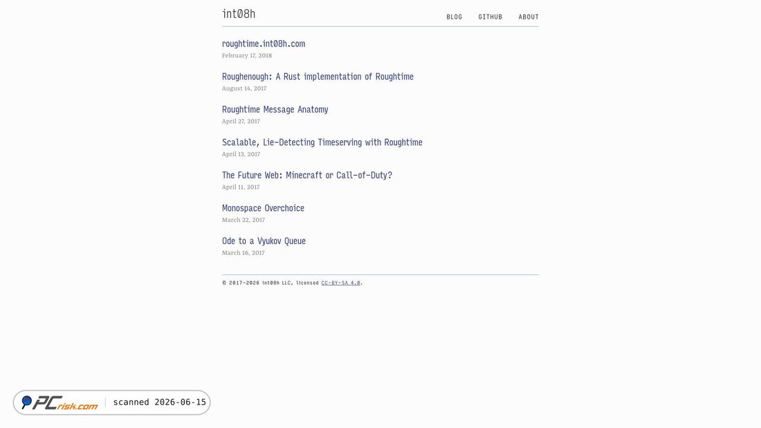 Screenshot of int08h.com