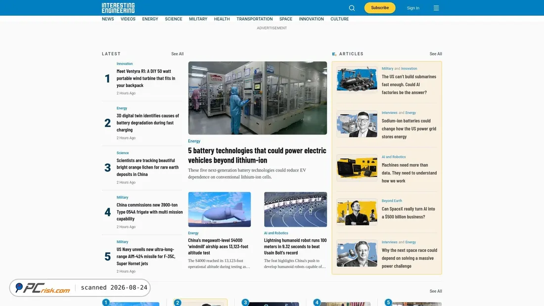 Screenshot of interestingengineering.com