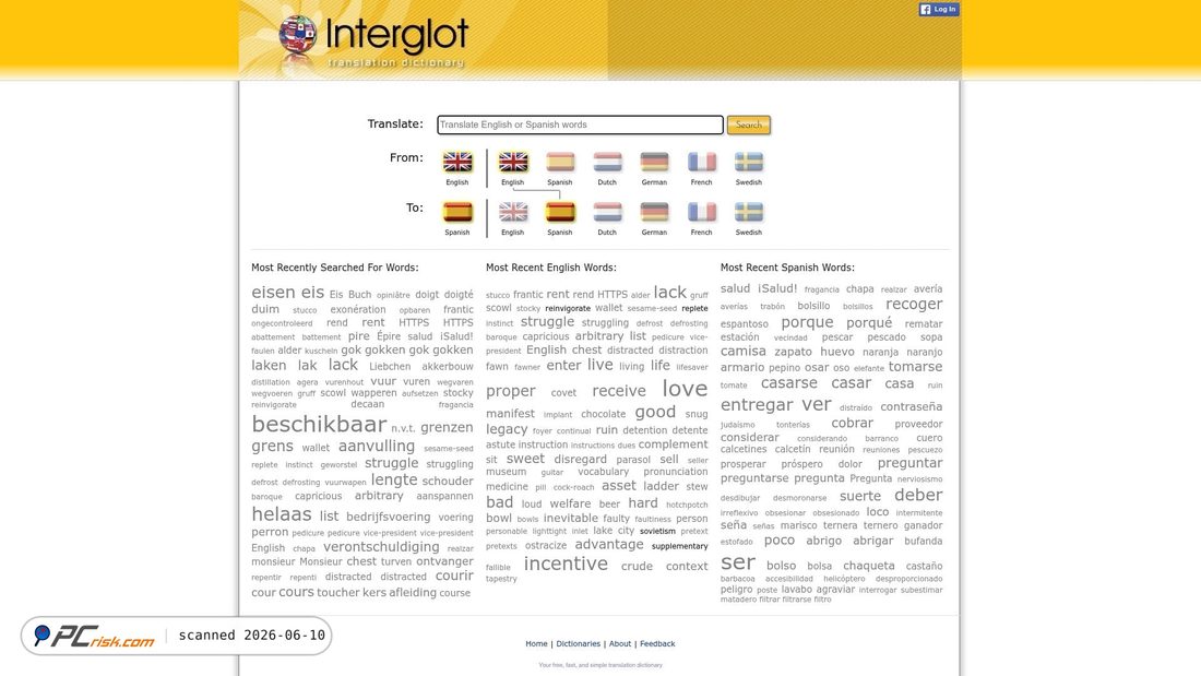 Screenshot of interglot.com