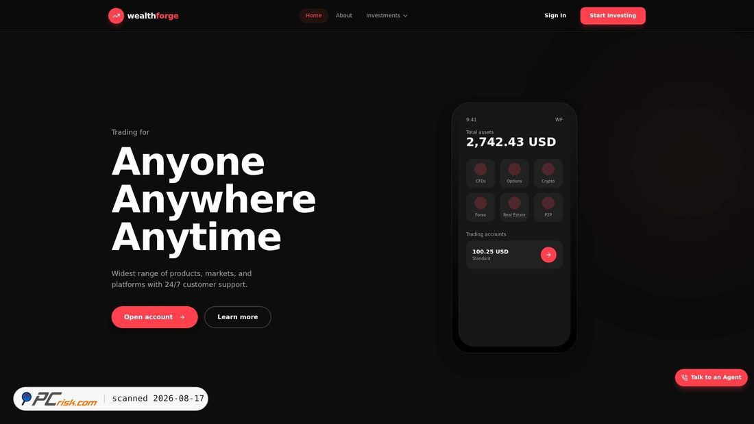 Screenshot of investwealthforge.com