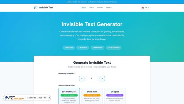 invisibletextgenerators.com screenshot