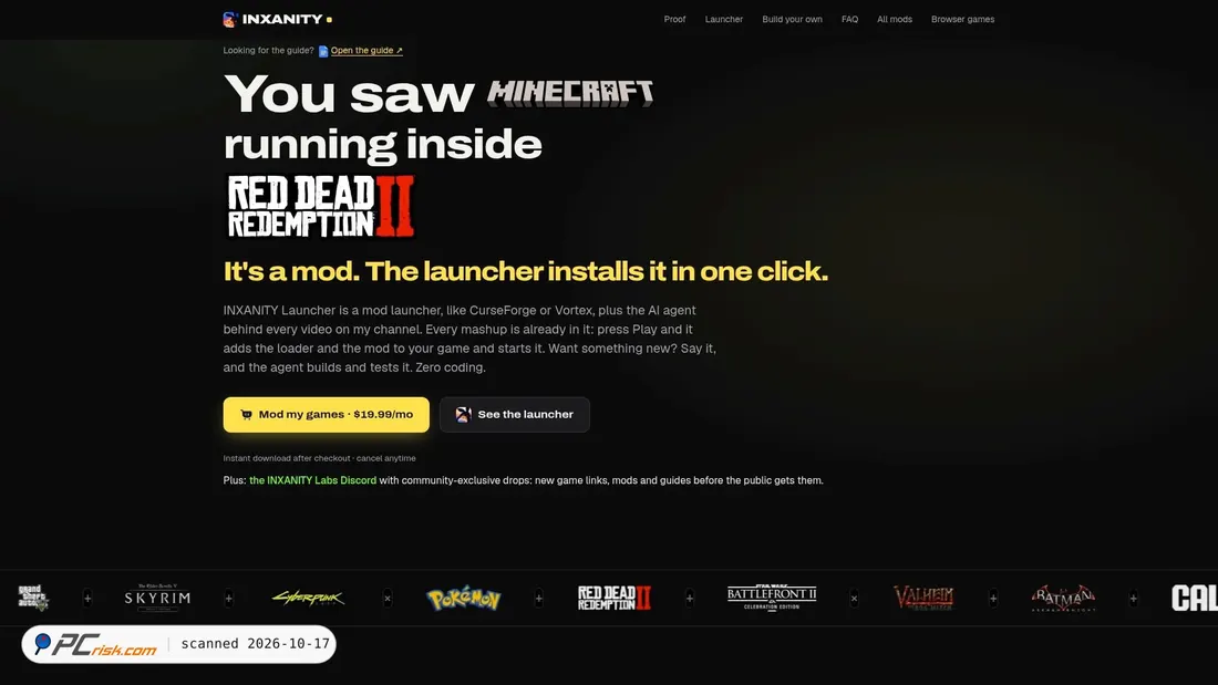Screenshot di inxanitylabs.com