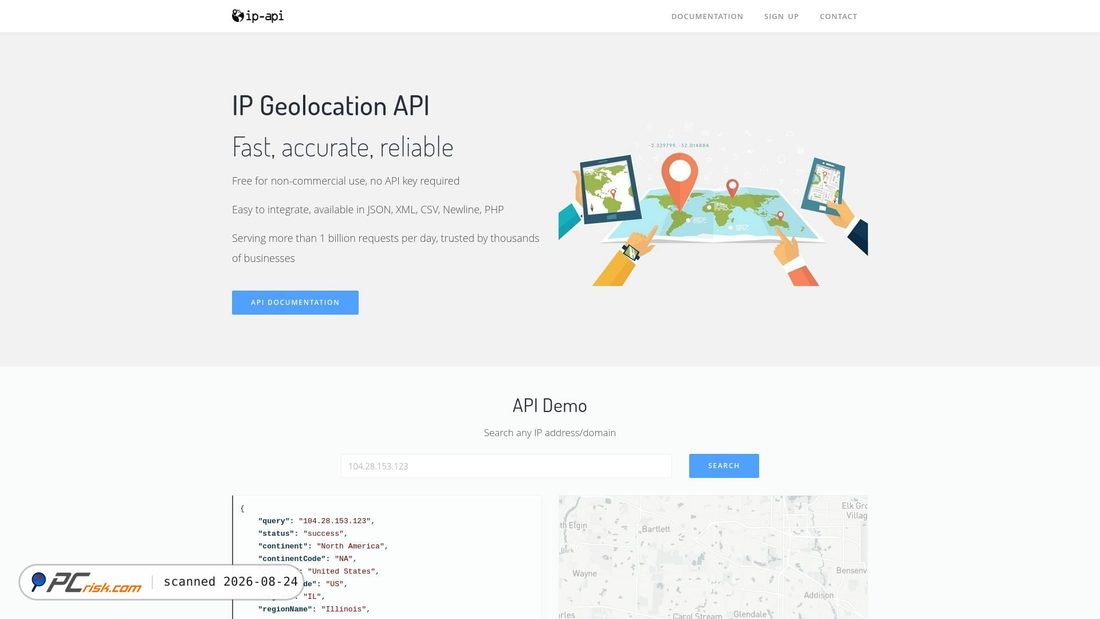 Screenshot von ip-api.com