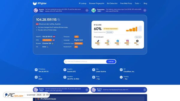 Screenshot di ipfighter.com