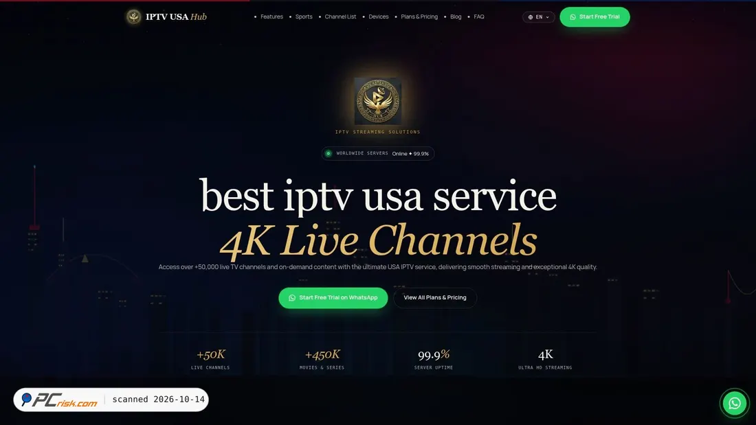 Captura de ecrã de iptvusahub.com