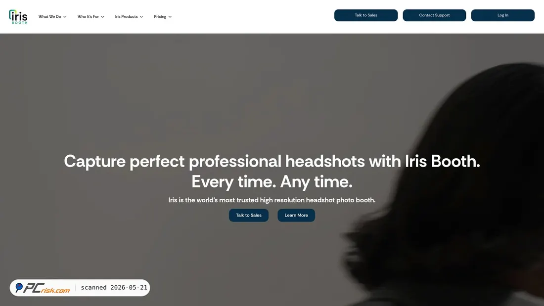 Screenshot of irisbooth.com