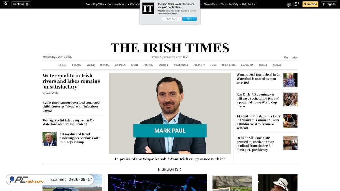 Screenshot of irishtimes.com
