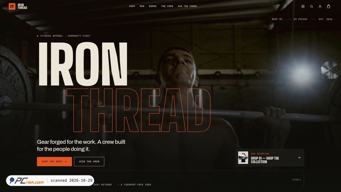 Screenshot von ironthreadapparel.com