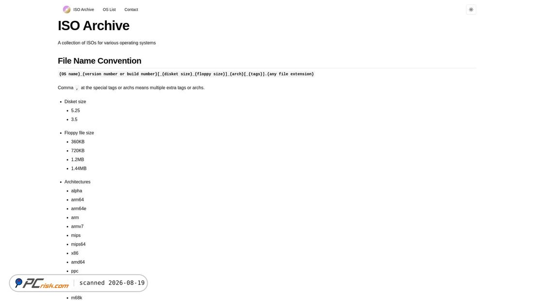 Screenshot von isoarchives.org