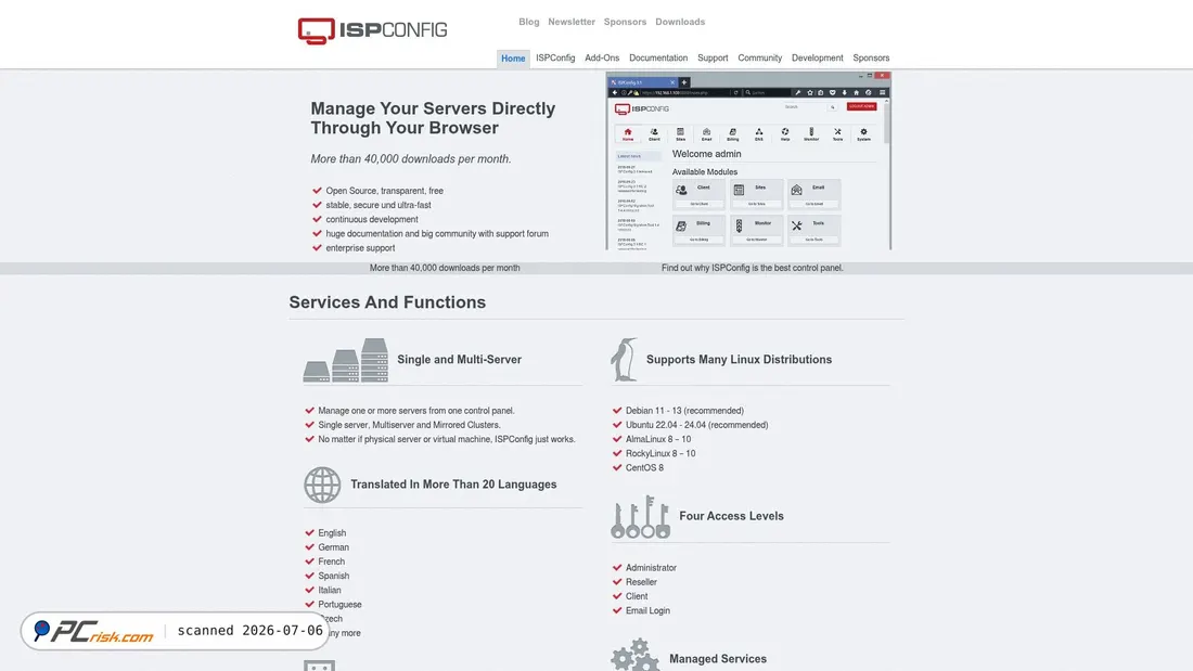 Screenshot of ispconfig.org