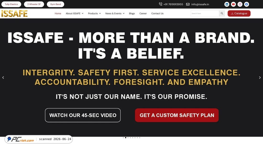 Screenshot of issafe.in
