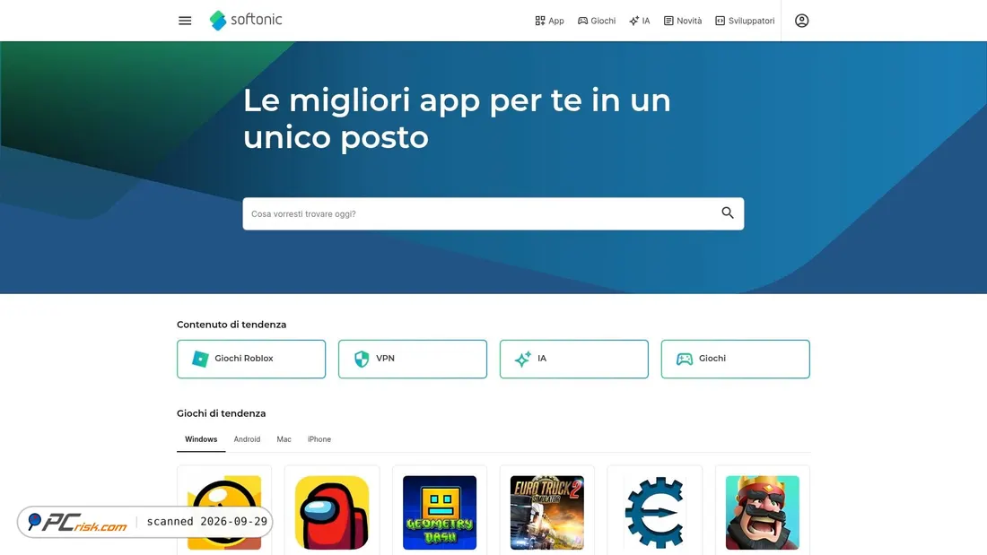 it.softonic.com è sicuro? Rapporto di scansione di sicurezza | PCrisk