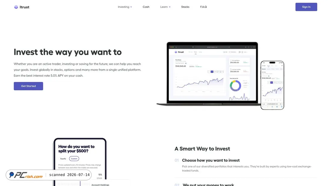 Screenshot of itrustinvestment.com
