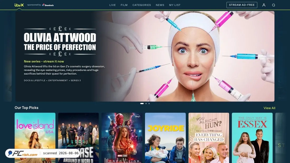 Screenshot von itv.com
