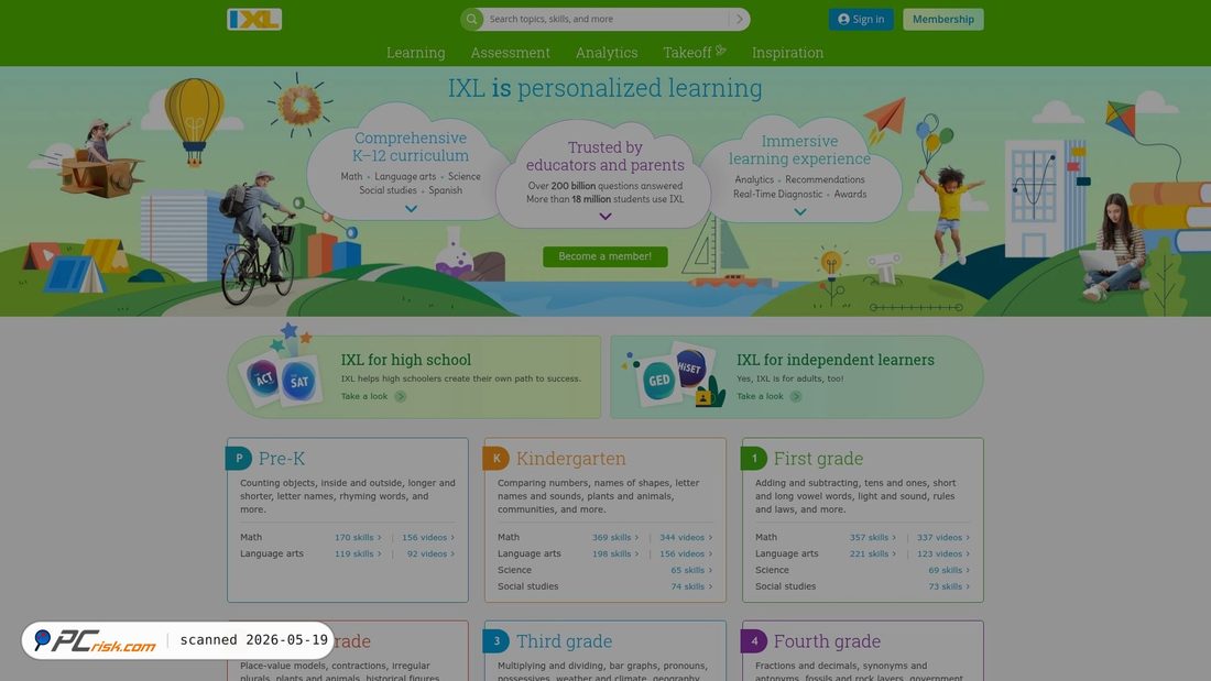 Screenshot of ixl.com