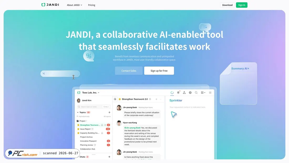 Screenshot of jandi.social