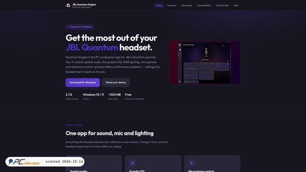 Screenshot di jblquantumengine.com