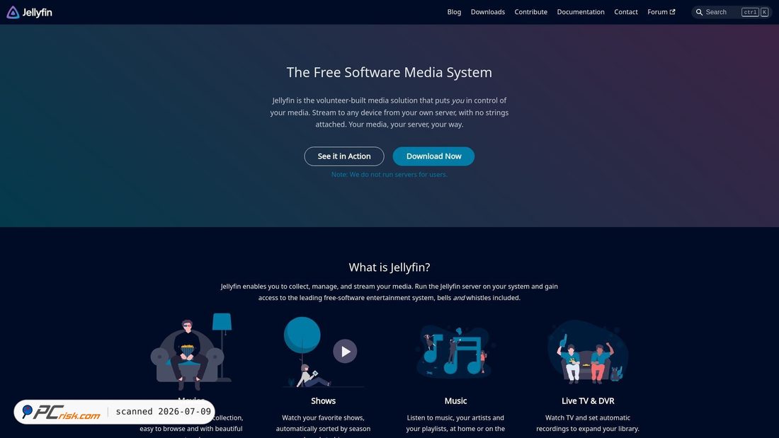 Screenshot of jellyfin.org