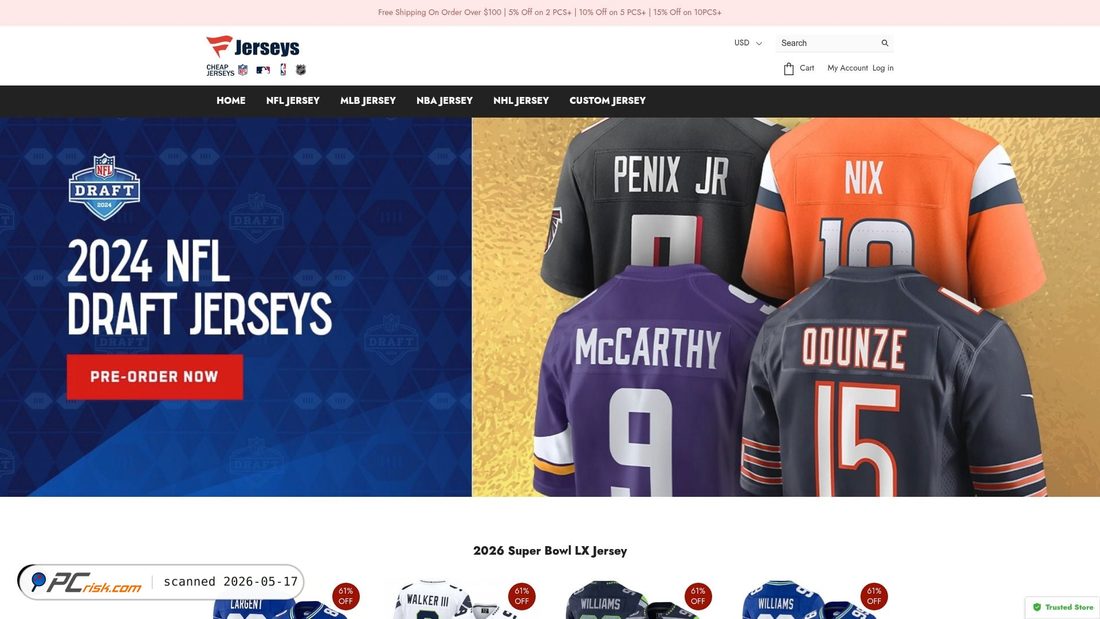 Screenshot of jerseycheapsale.shop