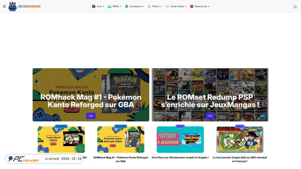 Captura de ecrã de jeuxmangas.com