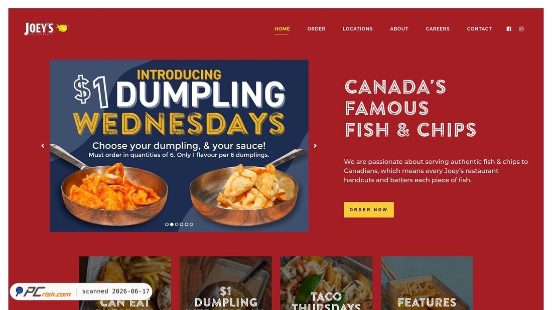 Screenshot of joeys.ca