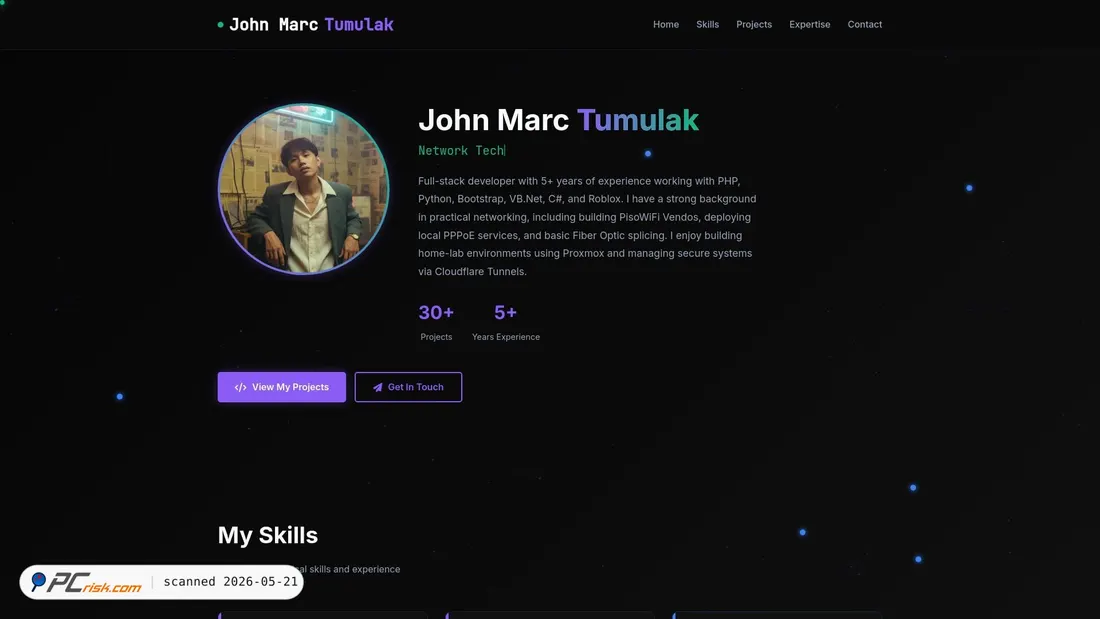 Screenshot of johnmarctumulak.com
