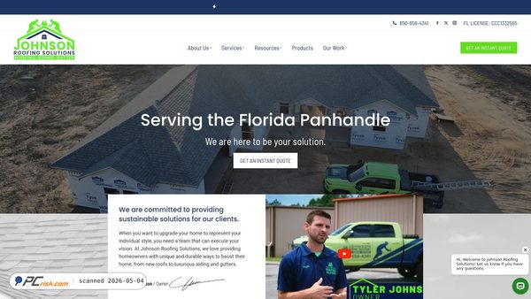 johnsonroofingsolutions.com screenshot