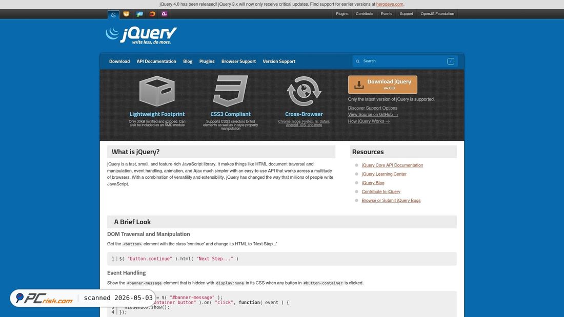 Zrzut ekranu jquery.com
