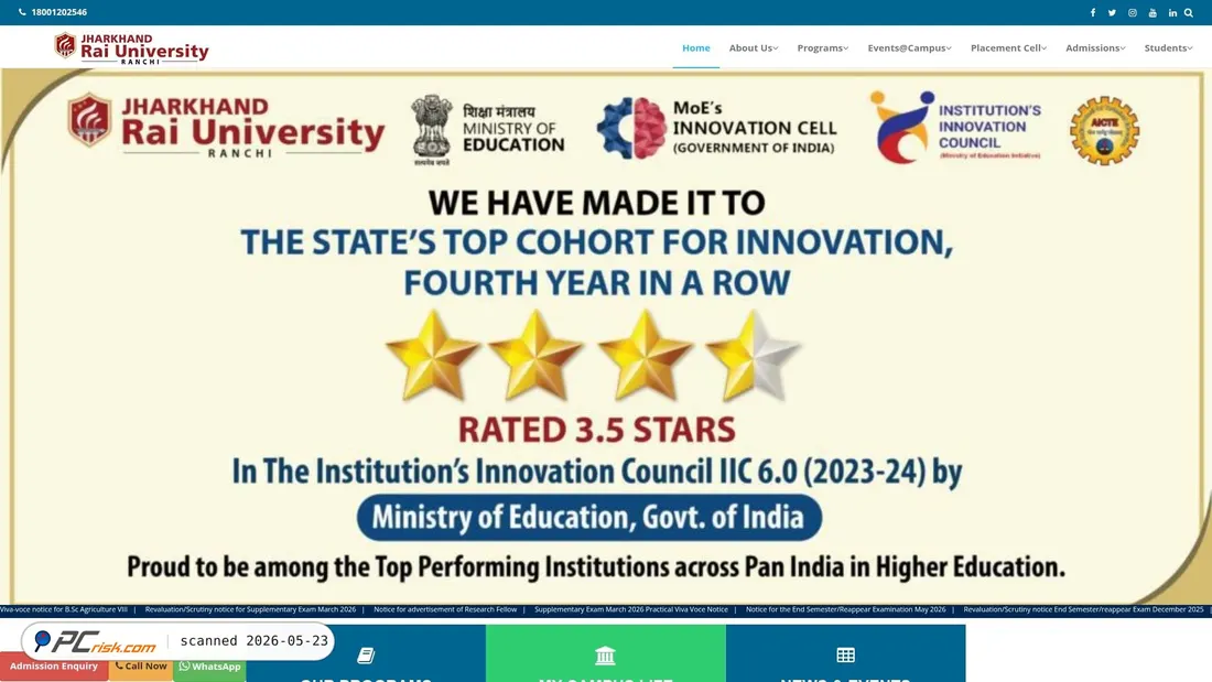 Screenshot of jru.edu.in