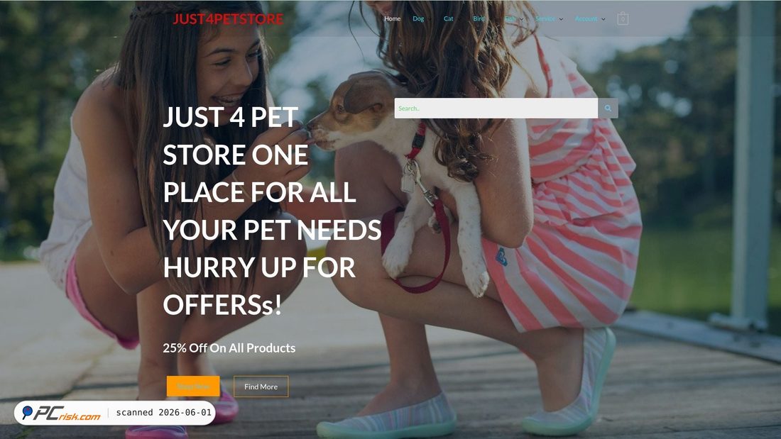Screenshot von just4petstore.com