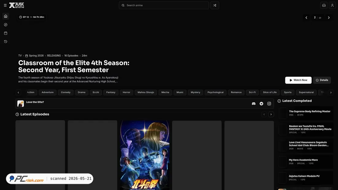 Screenshot of justanime.to