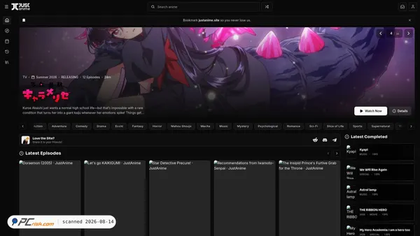 justanime.to screenshot