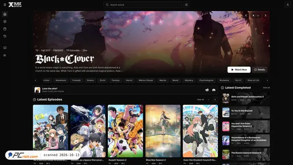 Captura de justanime.to