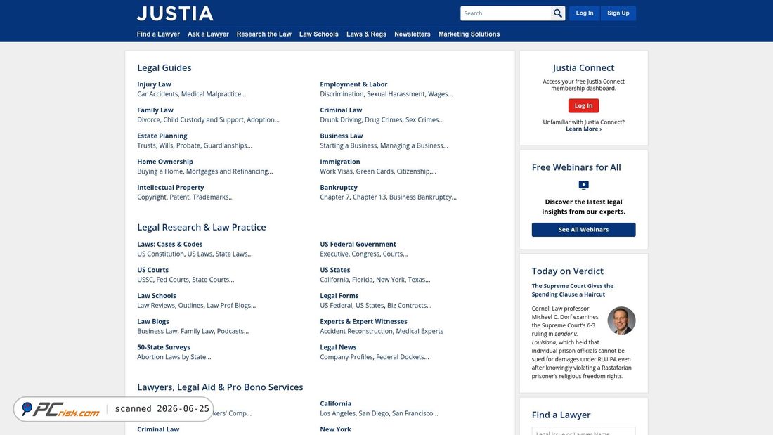 Captura de pantalla de justia.com