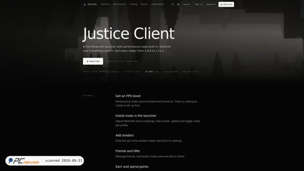 justiceclient.org screenshot