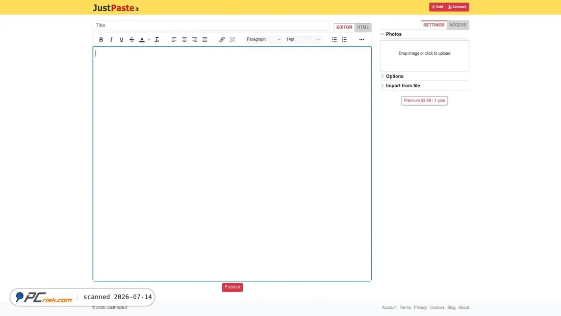 Screenshot of justpaste.it