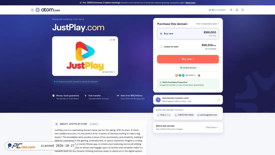 Zrzut ekranu justplay.com