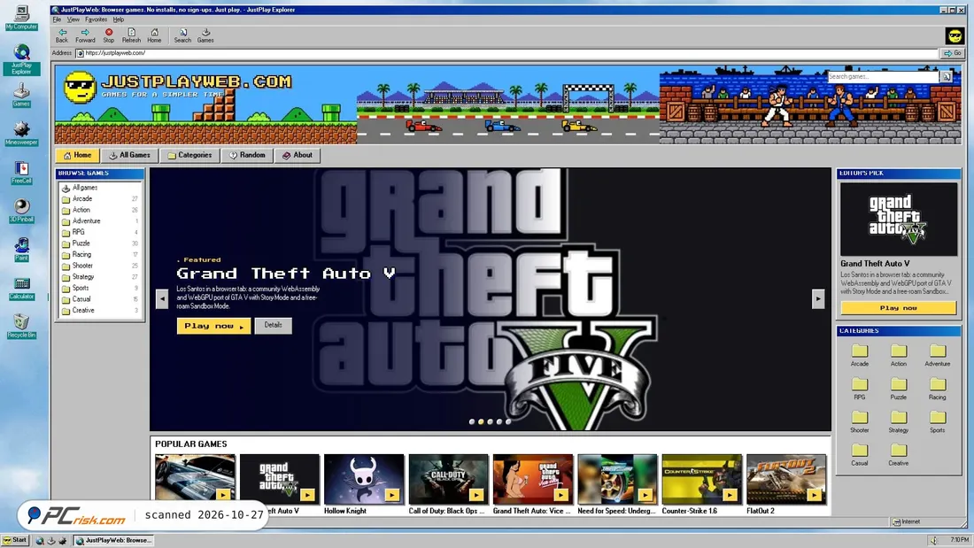 Screenshot von justplayweb.com
