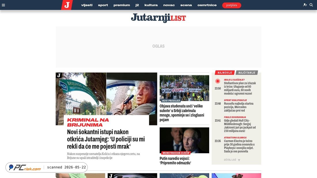 Screenshot of jutarnji.hr