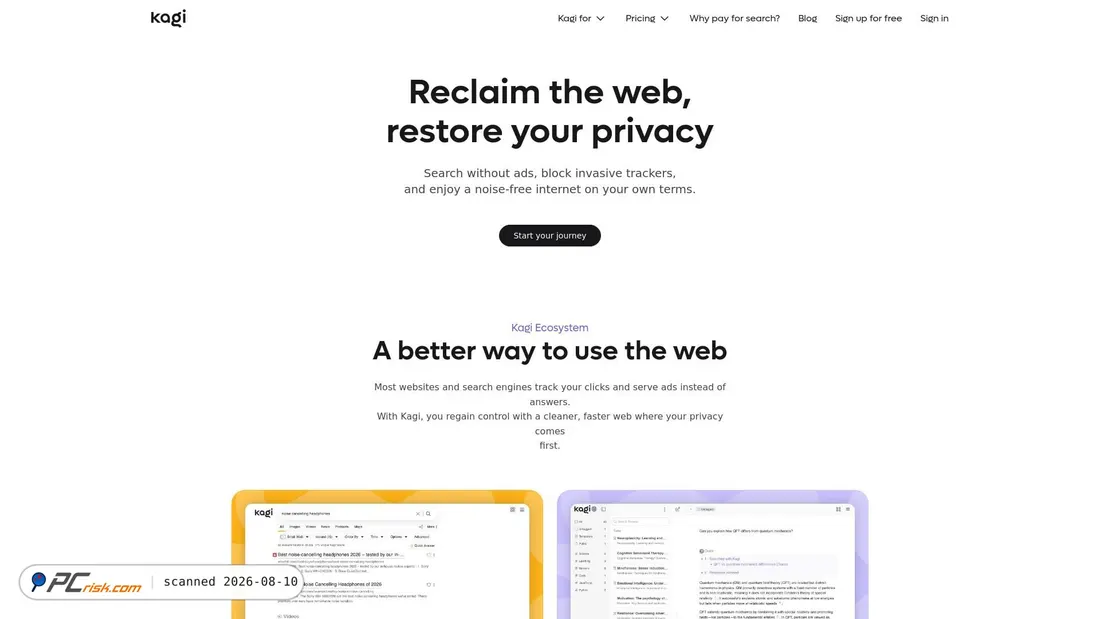 Screenshot of kagi.com