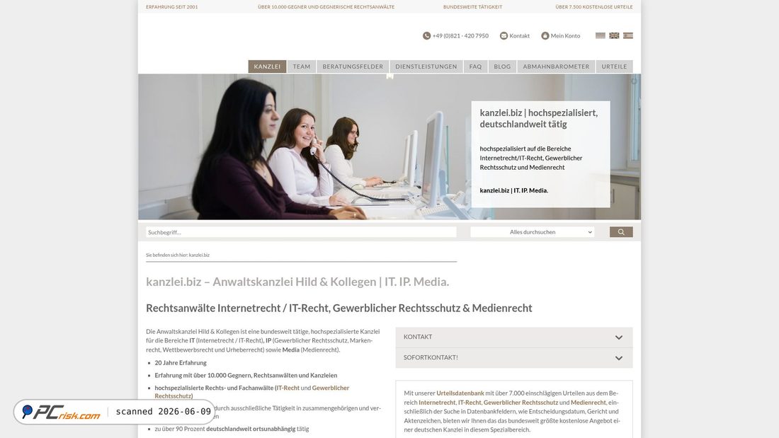 Screenshot of kanzlei.biz