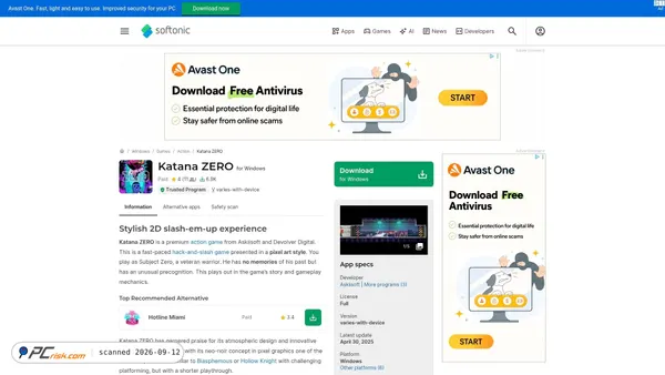 Zrzut ekranu katana-zero.en.softonic.com