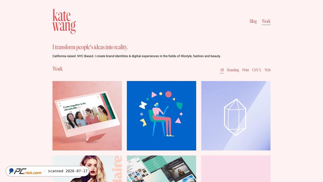 Screenshot von katewang.com