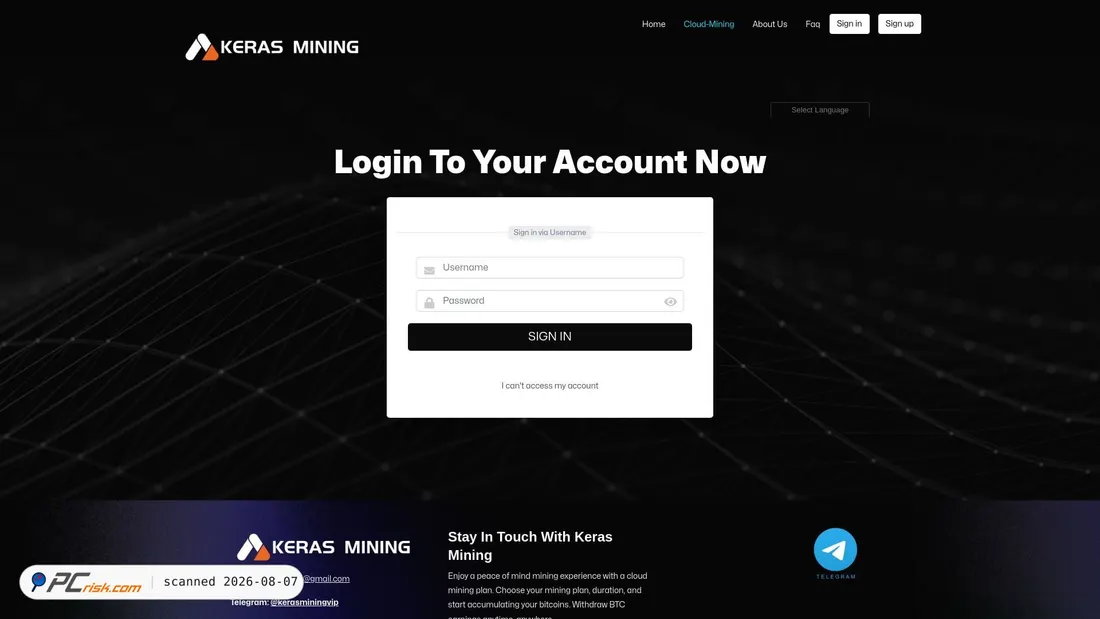 Screenshot of kerasmining.me