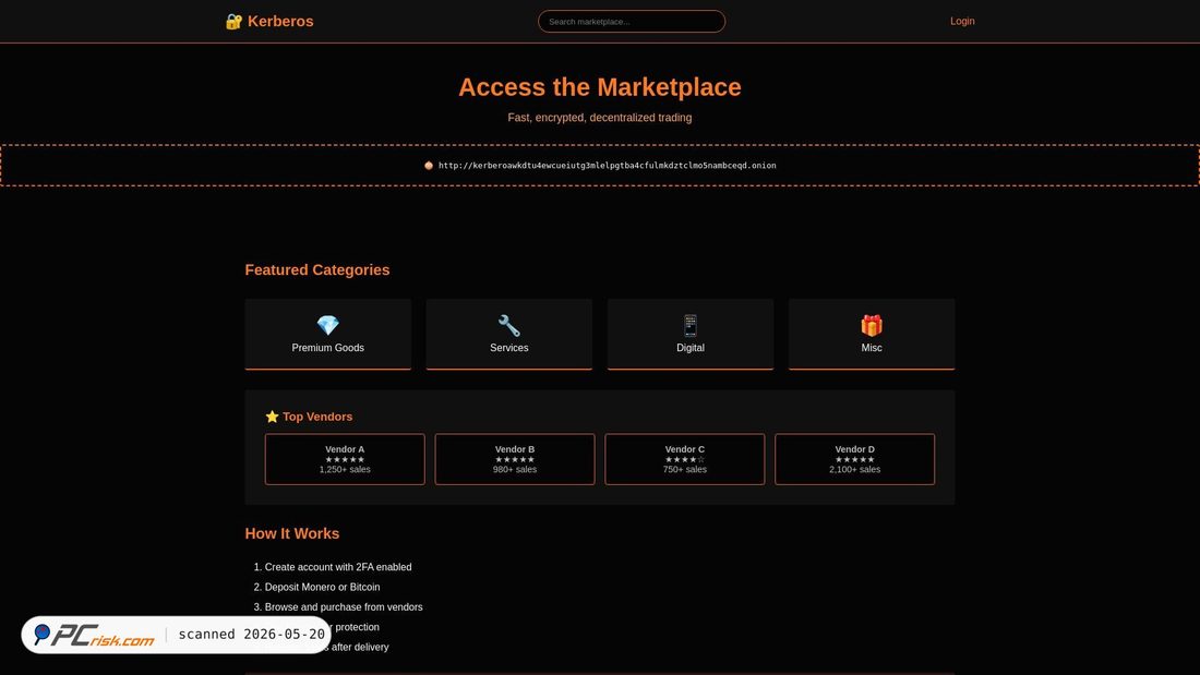 Screenshot of kerberosmarketlogin.com