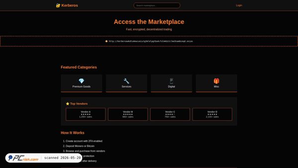 kerberosmarketlogin.com screenshot