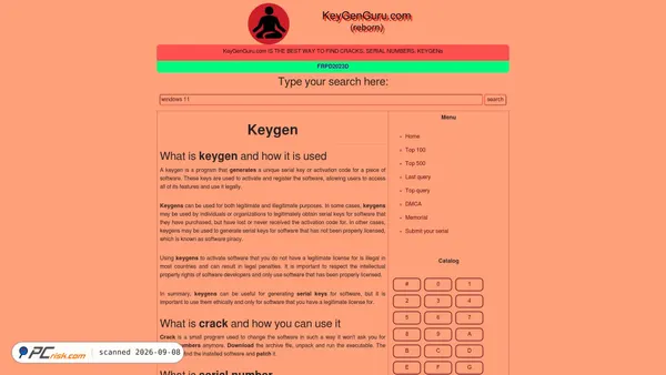 Capture d’écran de keygenguru.com