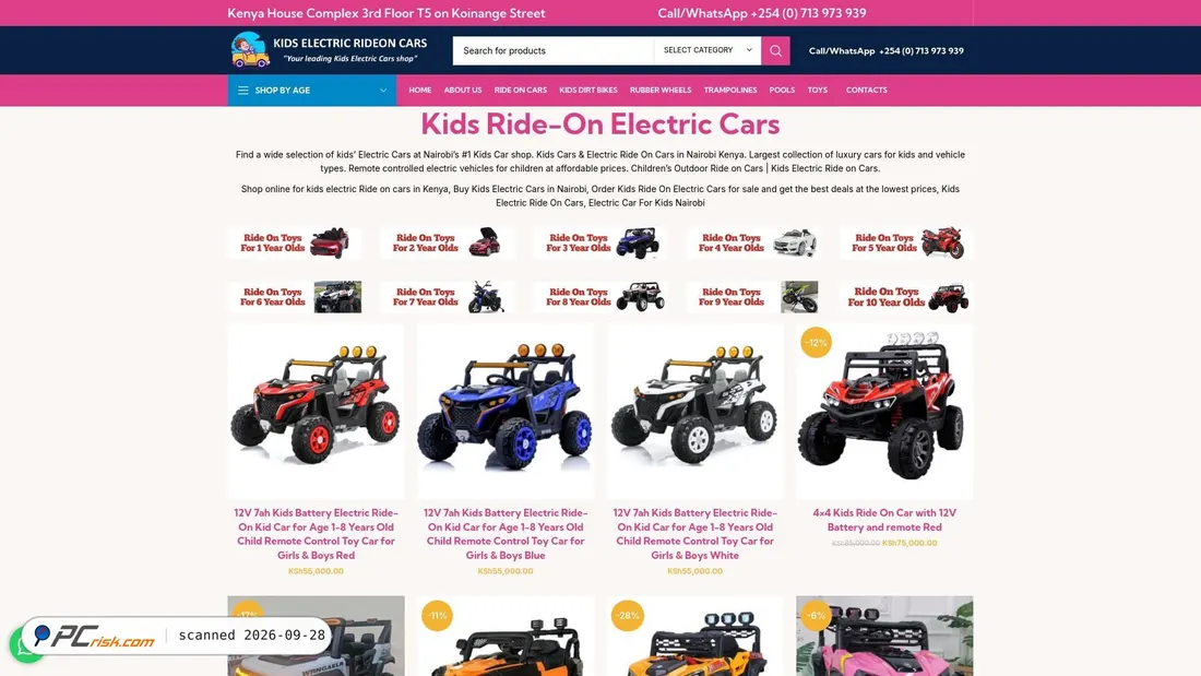 Captura de ecrã de kidselectriccars.co.ke